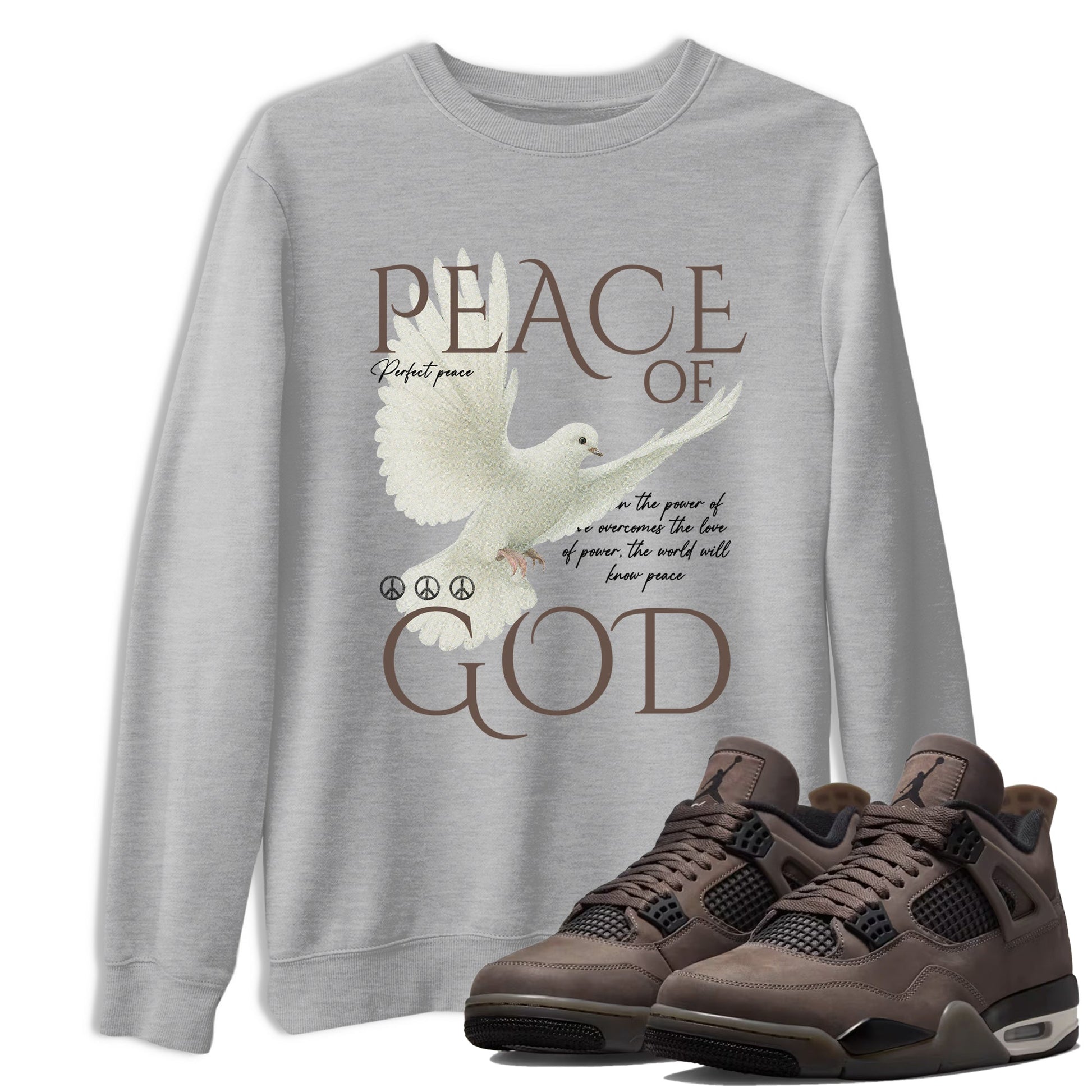 Sneaker match tees – Sneaker Tees To Match Air Jordan 4 Cave Stone Shoes – Peace of God Tee Heather Grey 1