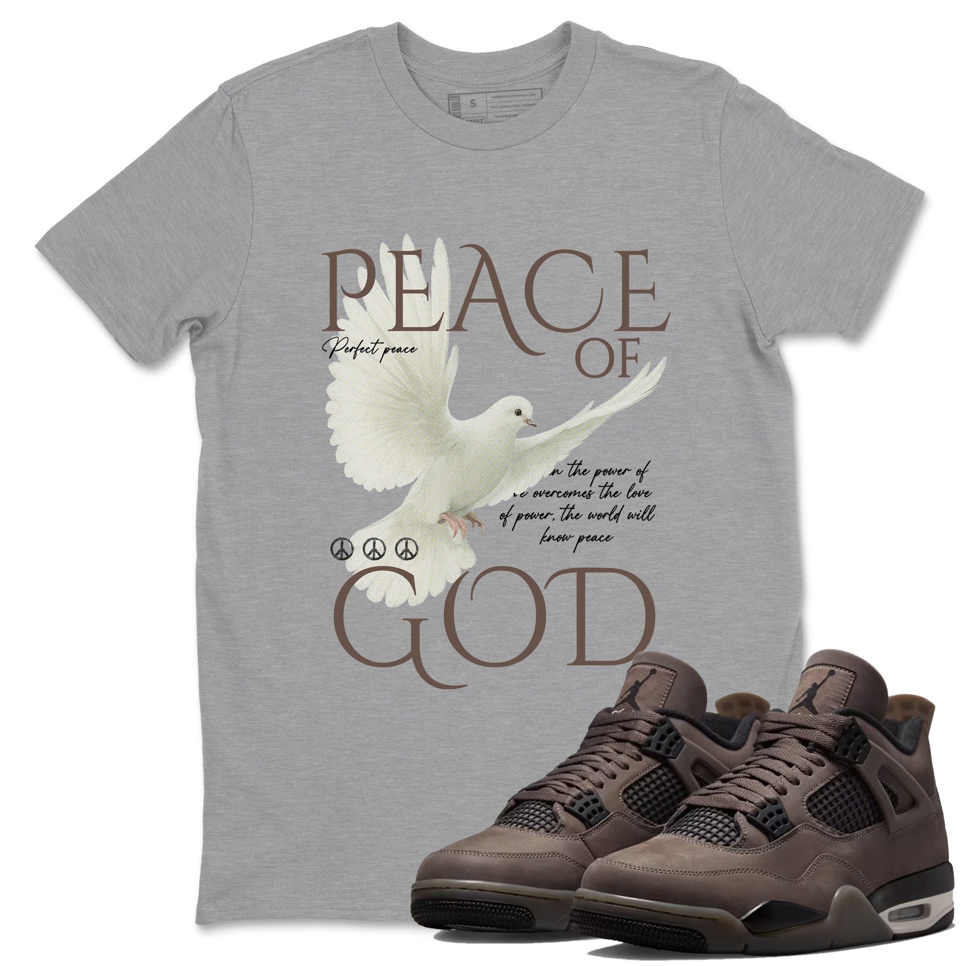 Sneaker match tees – Sneaker Tees To Match Air Jordan 4 Cave Stone Shoes – Peace of God Tee Heather Grey 1