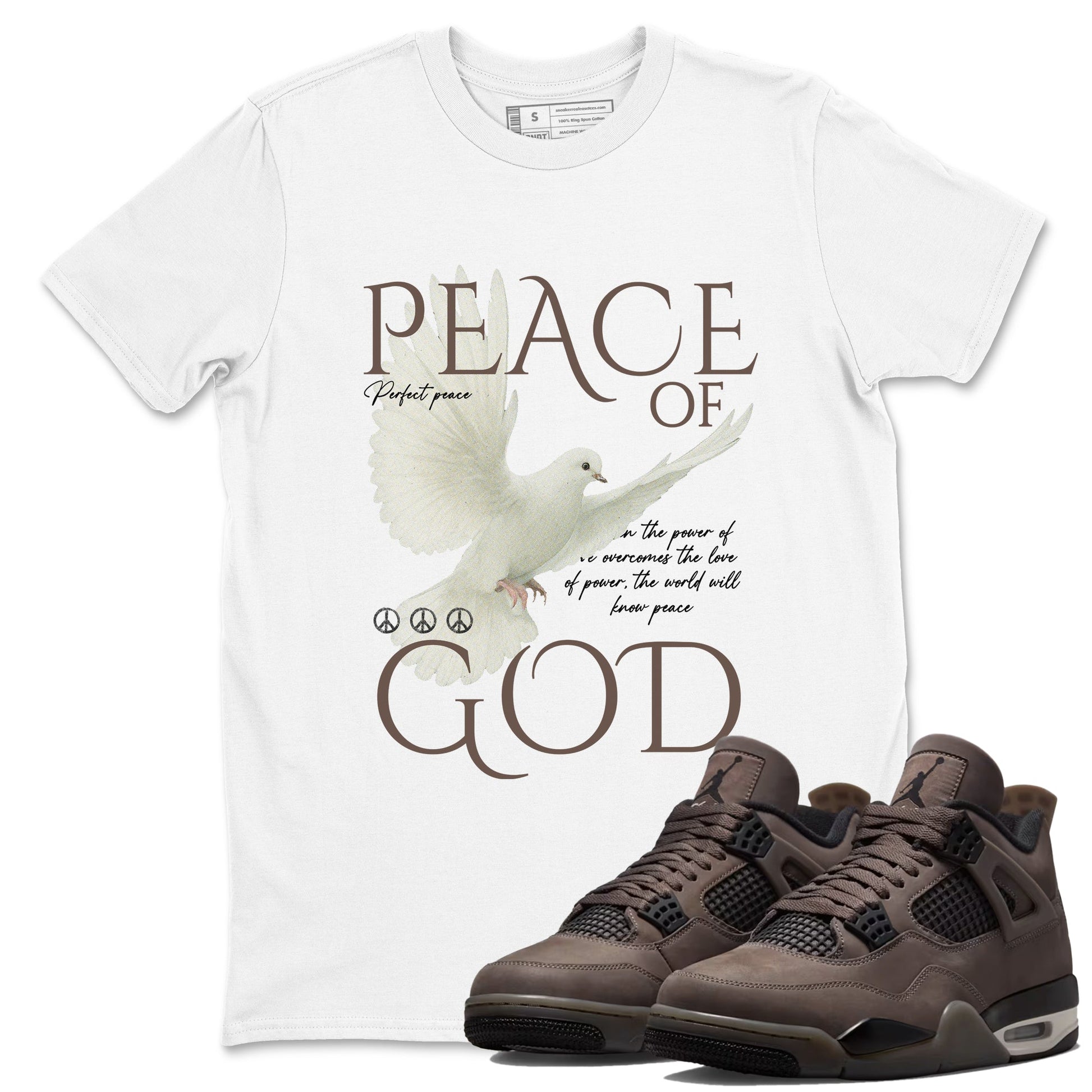 Sneaker match tees – Sneaker Tees To Match Air Jordan 4 Cave Stone Shoes – Peace of God Tee White 1