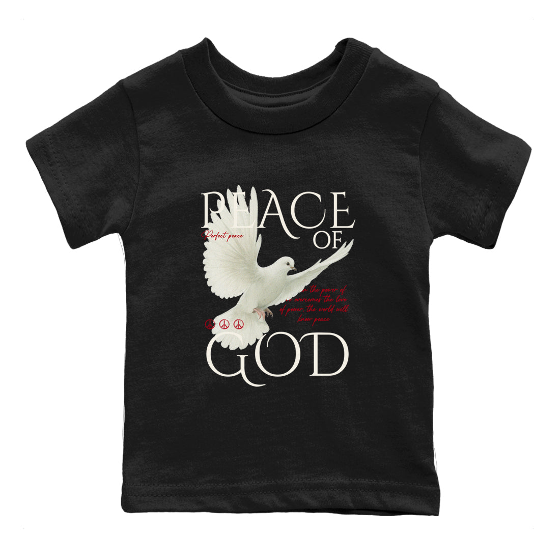 Sneaker match tees – Sneaker Tees To Match Air Jordan 4 Flight Club Shoes – Peace of God Kids T-Shirt Black 2