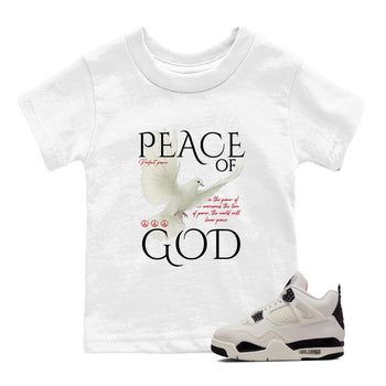 Sneaker match tees – Sneaker Tees To Match Air Jordan 4 Flight Club Shoes – Peace of God Kids T-Shirt White 1
