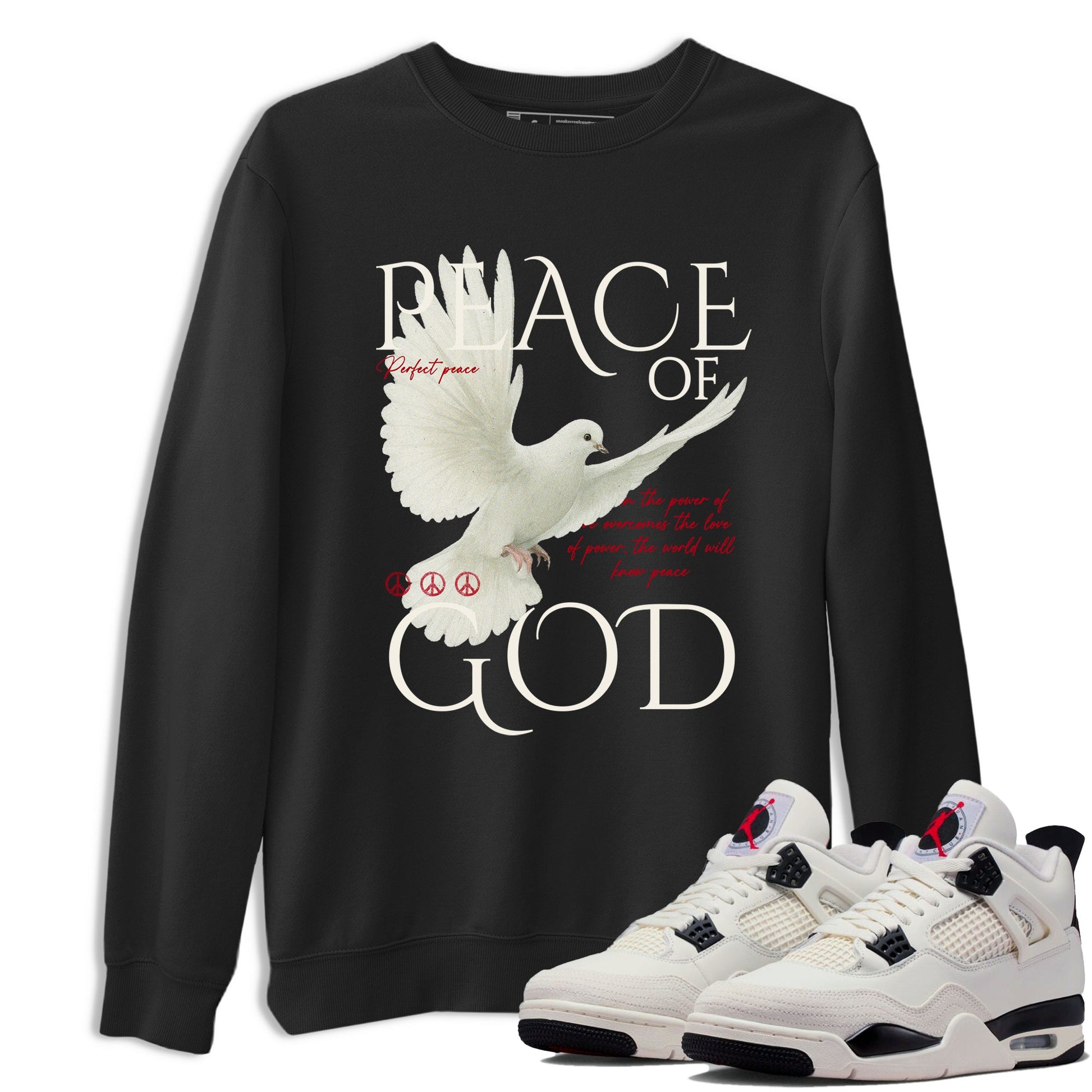 Sneaker match tees – Sneaker Tees To Match Air Jordan 4 Flight Club Shoes – Peace of God Tee Black 1