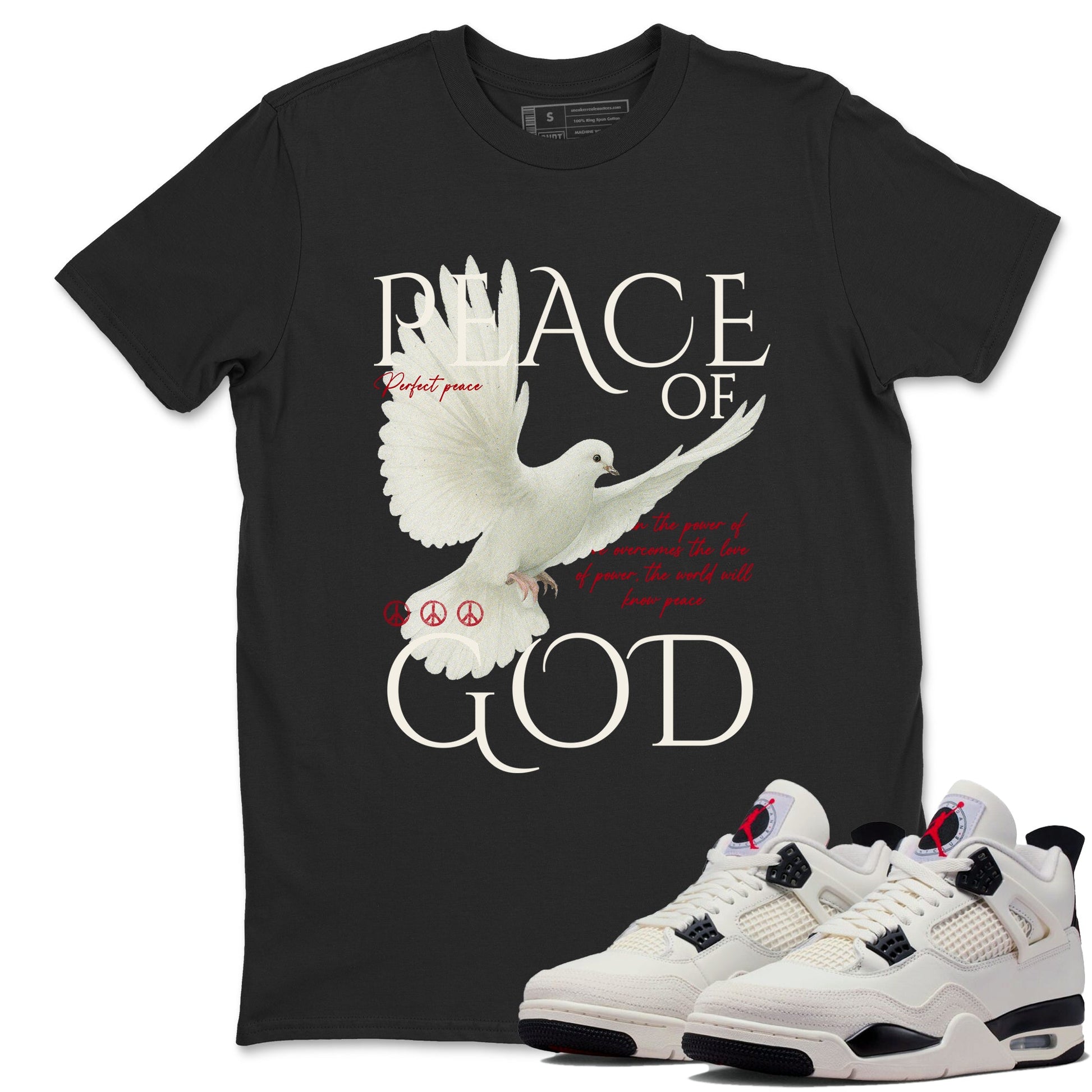 Sneaker match tees – Sneaker Tees To Match Air Jordan 4 Flight Club Shoes – Peace of God Tee Black 1