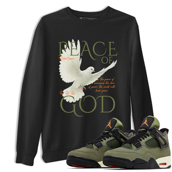 Sneaker match tees – Sneaker Tees To Match Undefeated inspired colorways Air Jordan 4 OG Olive Shoes  – Peace of God Tee Black 1
