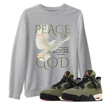 Sneaker match tees – Sneaker Tees To Match Undefeated inspired colorways Air Jordan 4 OG Olive Shoes  – Peace of God Tee Heather Grey 1