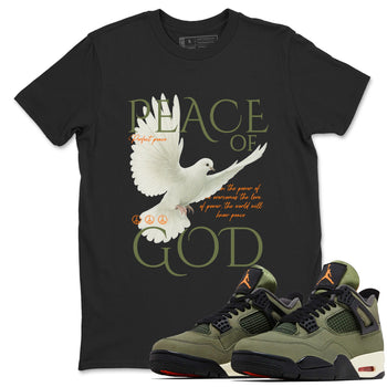 Sneaker match tees – Sneaker Tees To Match Undefeated inspired colorways Air Jordan 4 OG Olive Shoes  – Peace of God Tee Black 1