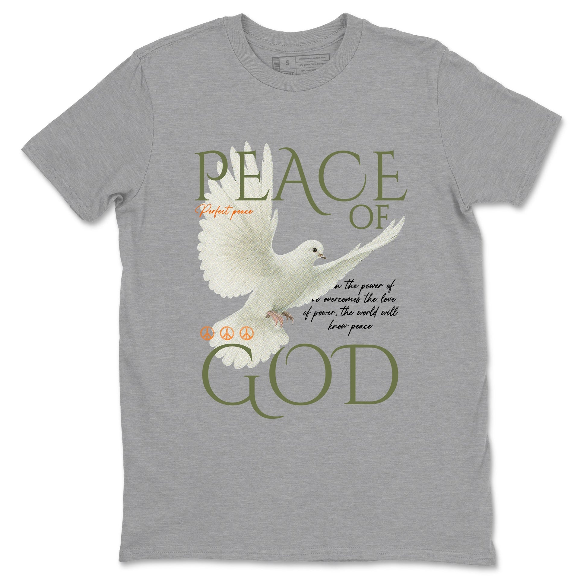 Sneaker match tees – Sneaker Tees To Match Undefeated inspired colorways Air Jordan 4 OG Olive Shoes  – Peace of God Tee Heather Grey 2