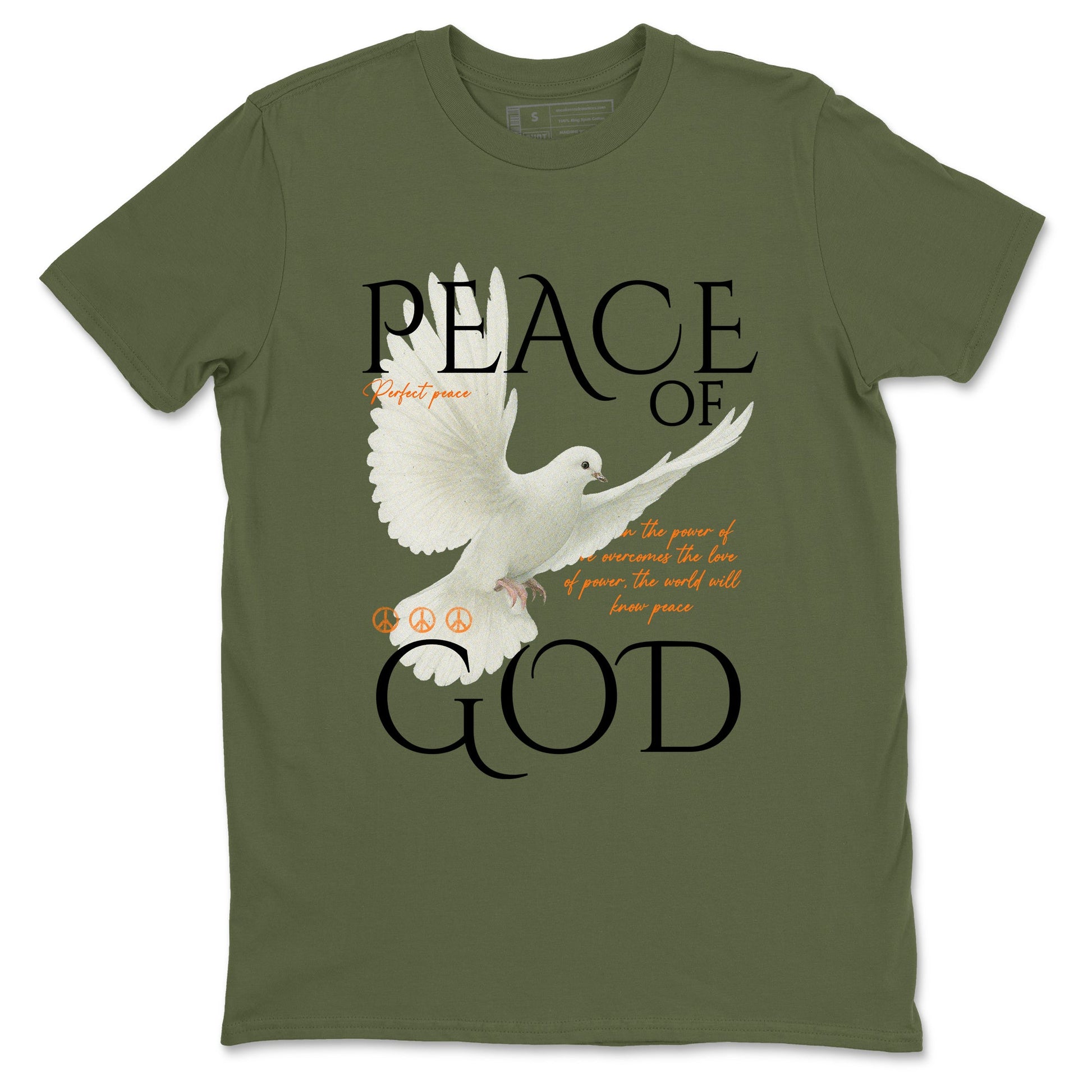 Sneaker match tees – Sneaker Tees To Match Undefeated inspired colorways Air Jordan 4 OG Olive Shoes  – Peace of God Tee Military Green 2