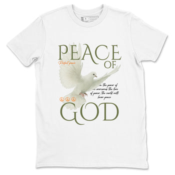 Sneaker match tees – Sneaker Tees To Match Undefeated inspired colorways Air Jordan 4 OG Olive Shoes  – Peace of God Tee White 2