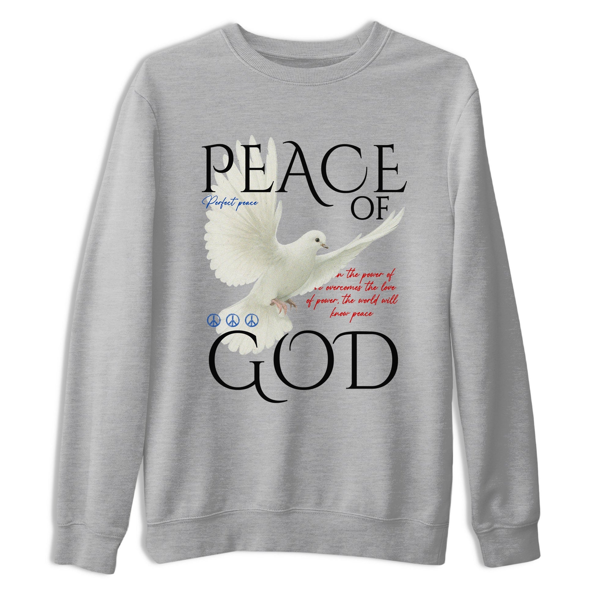 Peace of God sneaker match t-shirt styled to complete your fit with the Air Jordan 4 Rare Air sneakers, shown in Heather Grey 2.