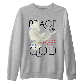 Peace of God sneaker match t-shirt styled to complete your fit with the Air Jordan 4 Rare Air sneakers, shown in Heather Grey 2.