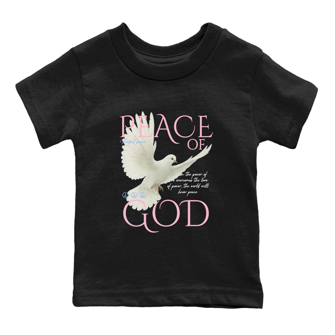 Sneaker match tees – Sneaker Tees To Match Air Jordan 5 Medium Soft Pink Shoes – Peace of God Kids T-Shirt Black 2