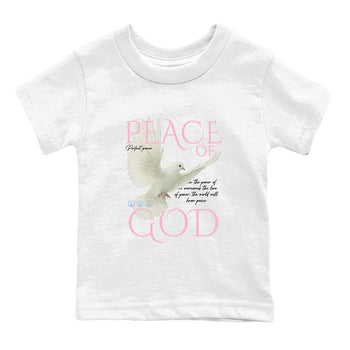 Sneaker match tees – Sneaker Tees To Match Air Jordan 5 Medium Soft Pink Shoes – Peace of God Kids T-Shirt White 2