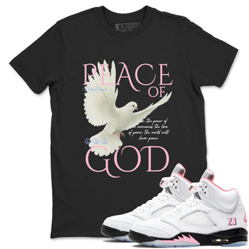 Sneaker match tees – Sneaker Tees To Match Air Jordan 5 Medium Soft Pink Shoes – Peace of God Tee Black 1