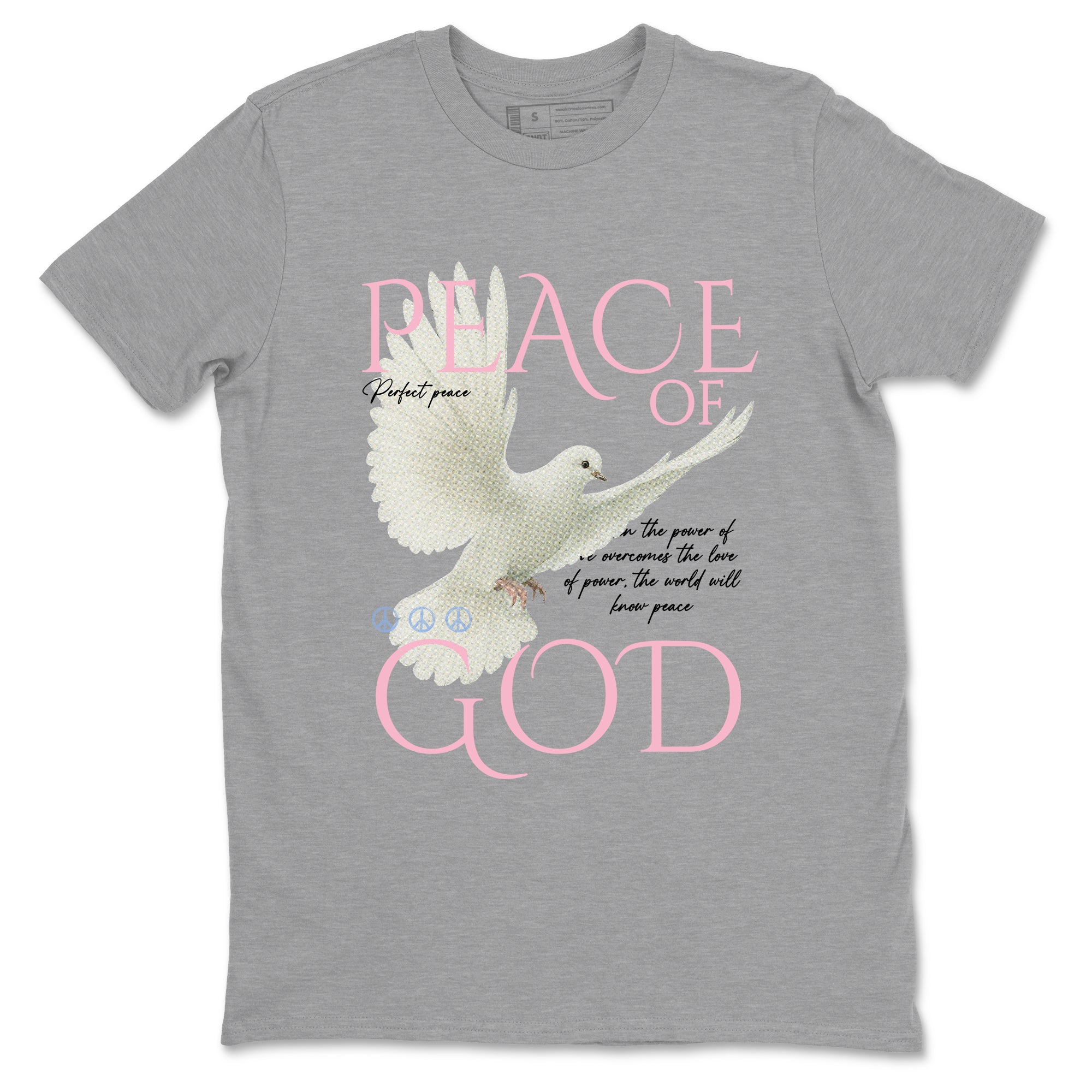 Sneaker match tees – Sneaker Tees To Match Air Jordan 5 Medium Soft Pink Shoes – Peace of God Tee Heather Grey 2