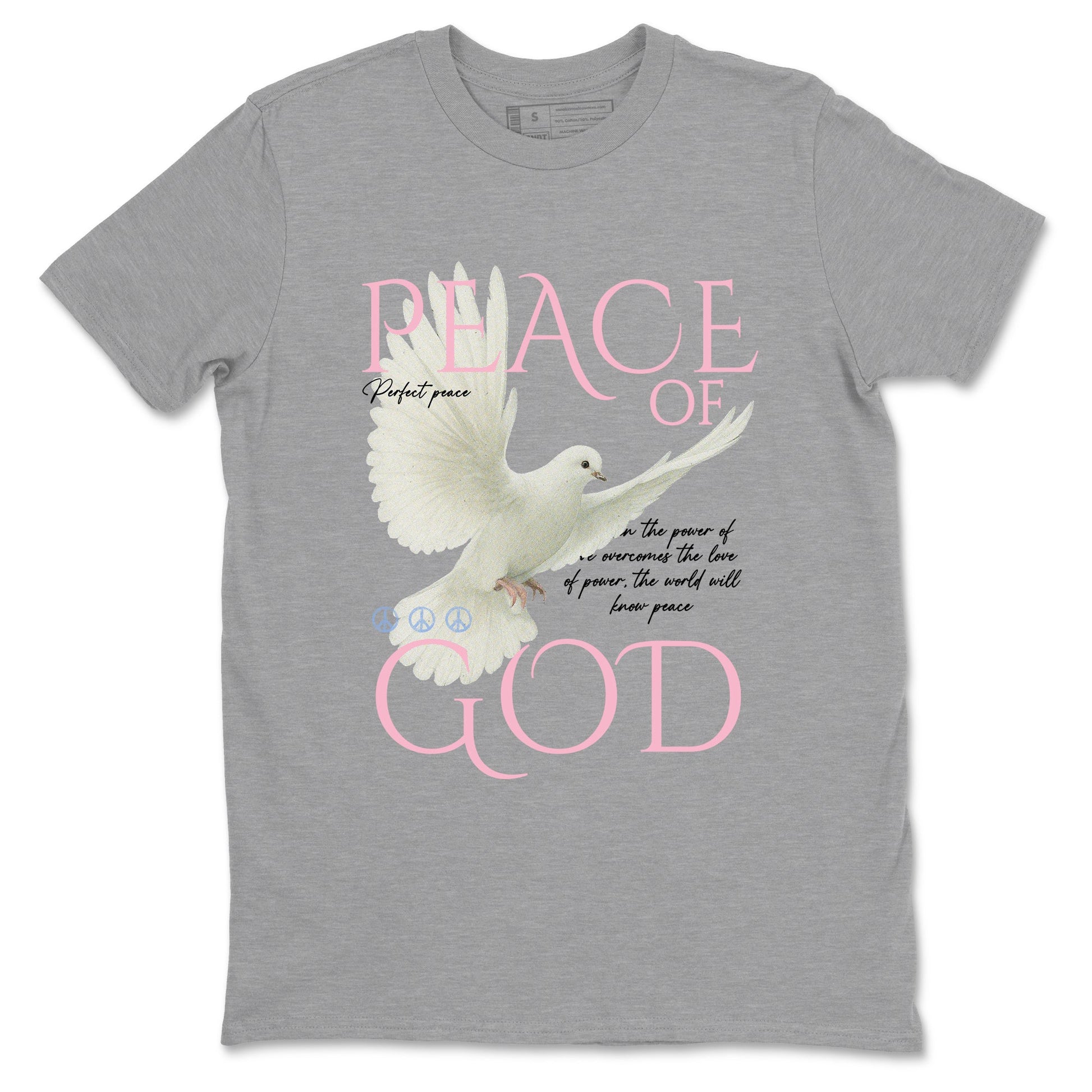 Sneaker match tees – Sneaker Tees To Match Air Jordan 5 Medium Soft Pink Shoes – Peace of God Tee Heather Grey 2