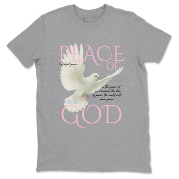 Sneaker match tees – Sneaker Tees To Match Air Jordan 5 Medium Soft Pink Shoes – Peace of God Tee Heather Grey 2