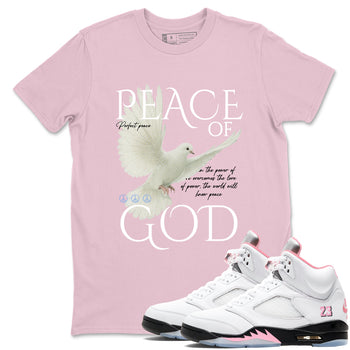 Sneaker match tees – Sneaker Tees To Match Air Jordan 5 Medium Soft Pink Shoes – Peace of God Tee Pink 1