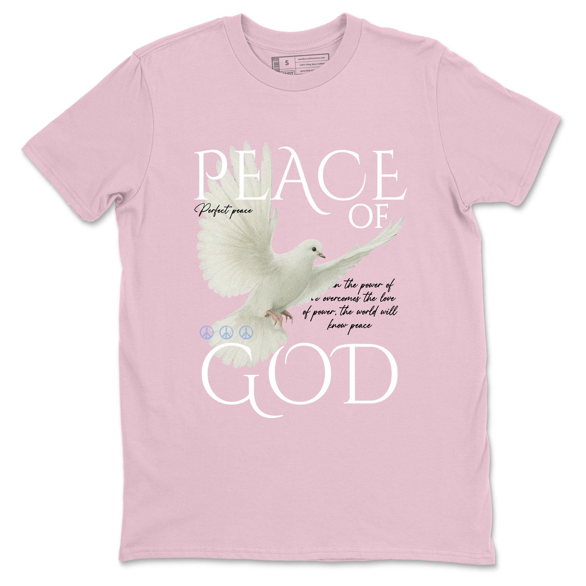Sneaker match tees – Sneaker Tees To Match Air Jordan 5 Medium Soft Pink Shoes – Peace of God Tee Pink 2