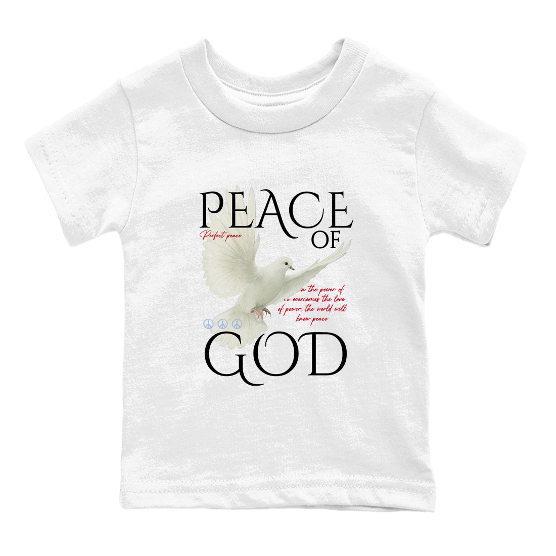 Sneaker match tees – Sneaker Tees To Match Air Jordan 5 Fire Red Shoes – Peace of God Kids T-Shirt White 2