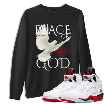 Sneaker match tees – Sneaker Tees To Match Air Jordan 5 Fire Red Shoes – Peace of God Tee Black 1