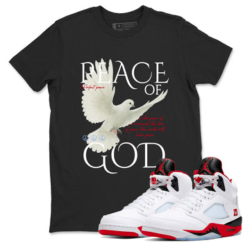 Sneaker match tees – Sneaker Tees To Match Air Jordan 5 Fire Red Shoes – Peace of God Tee Black 1