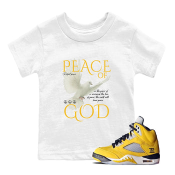 Sneaker match tees – Sneaker Tees To Match Air Jordan 5 Tokyo Shoes – Peace of God Kids T-Shirt White 1