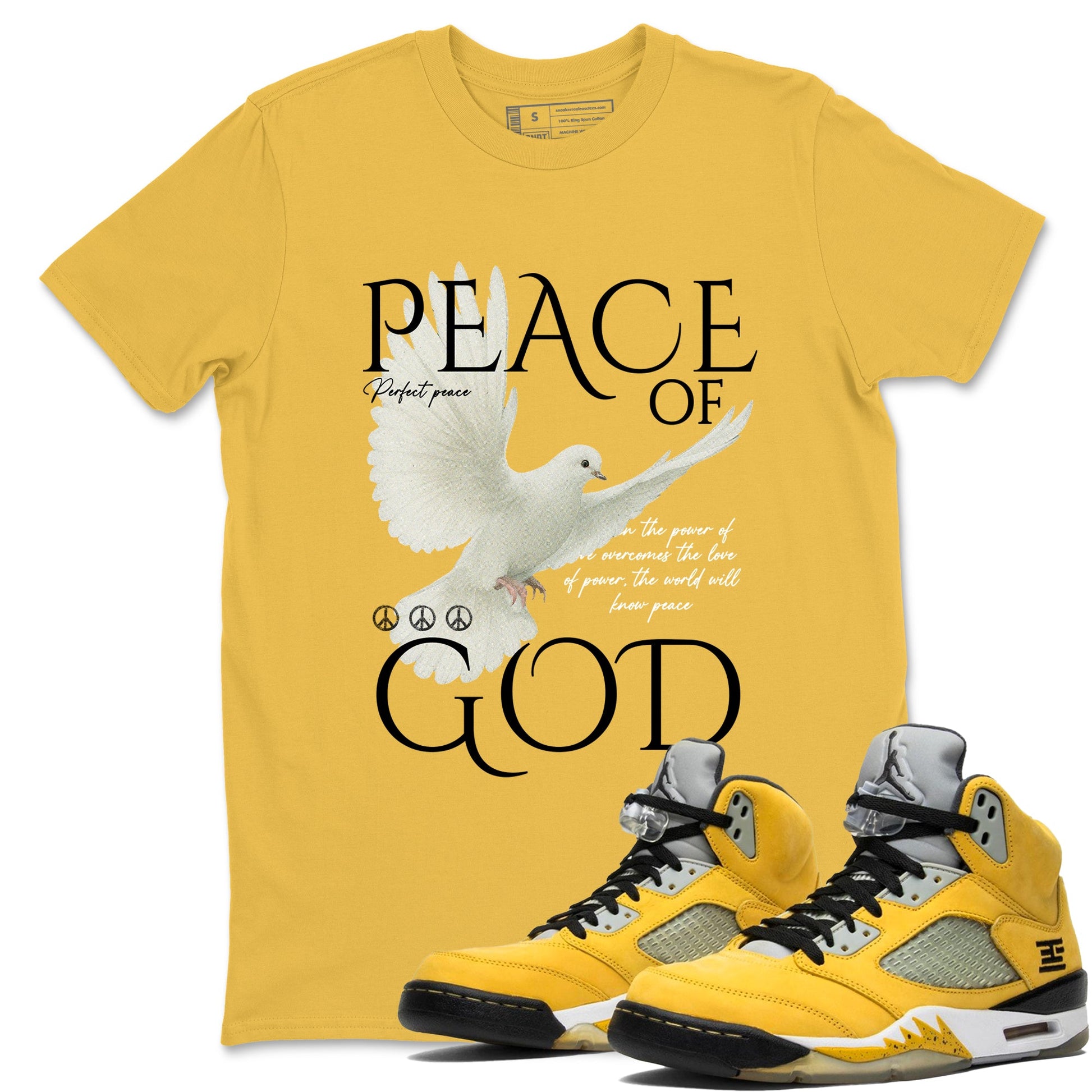 Sneaker match tees – Sneaker Tees To Match Air Jordan 5 Tokyo Shoes – Peace of God Tee Daisy 1