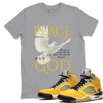 Sneaker match tees – Sneaker Tees To Match Air Jordan 5 Tokyo Shoes – Peace of God Tee Heather Grey 1