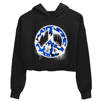 AJ1 Game Royal shirt to match jordans Peace Sign sneaker tees Air Jordan 1 Game Royal SNRT Sneaker Release Tees Black 2 crop length shirt