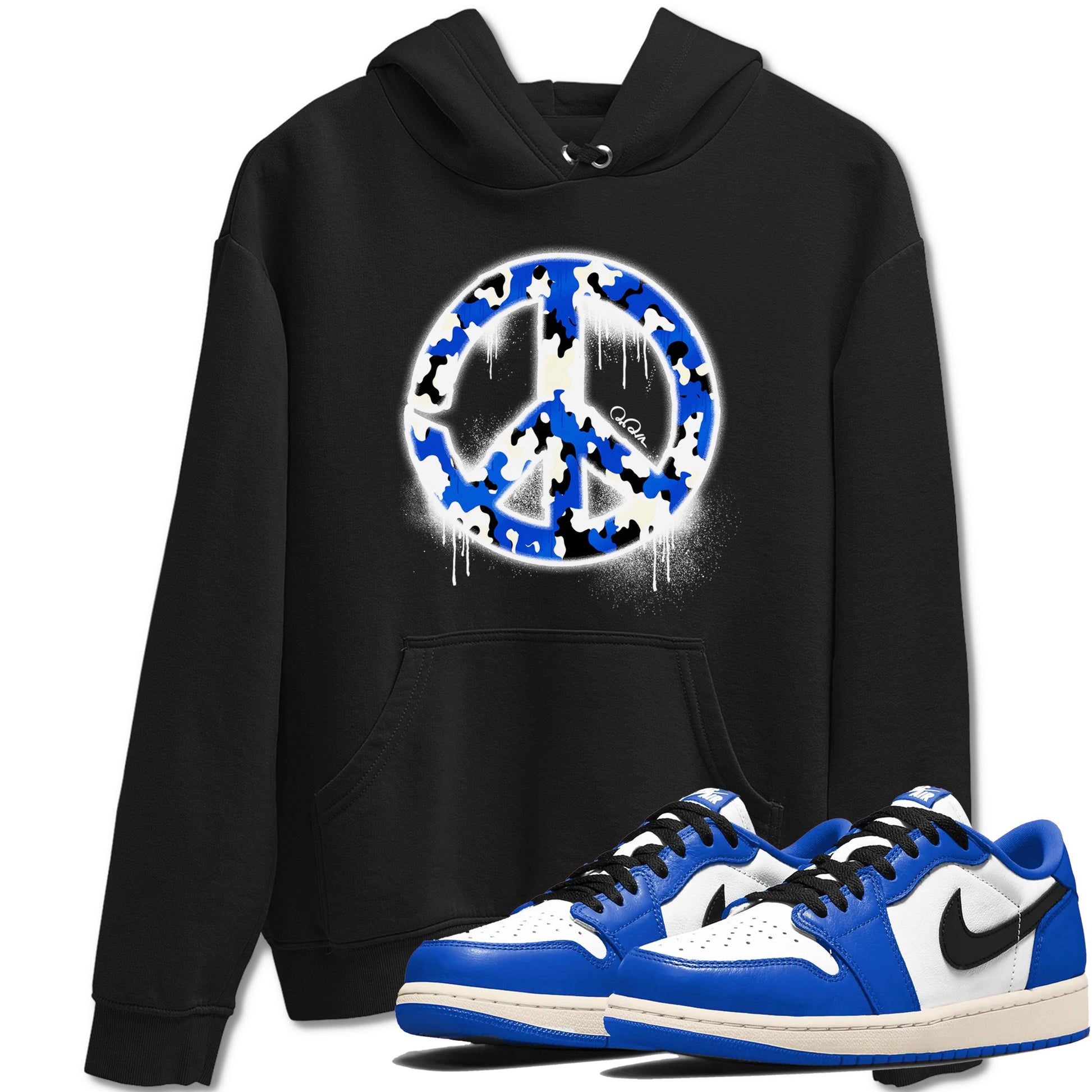 AJ1 Game Royal shirt to match jordans Peace Sign sneaker tees Air Jordan 1 Game Royal SNRT Sneaker Release Tees unisex cotton Black 1 crew neck shirt