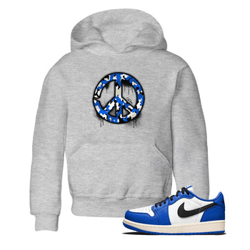 AJ1 Game Royal shirt to match jordans Peace Sign sneaker tees Air Jordan 1 Game Royal SNRT sneaker release tees baby toddler Heather Grey 1 cotton Shirt