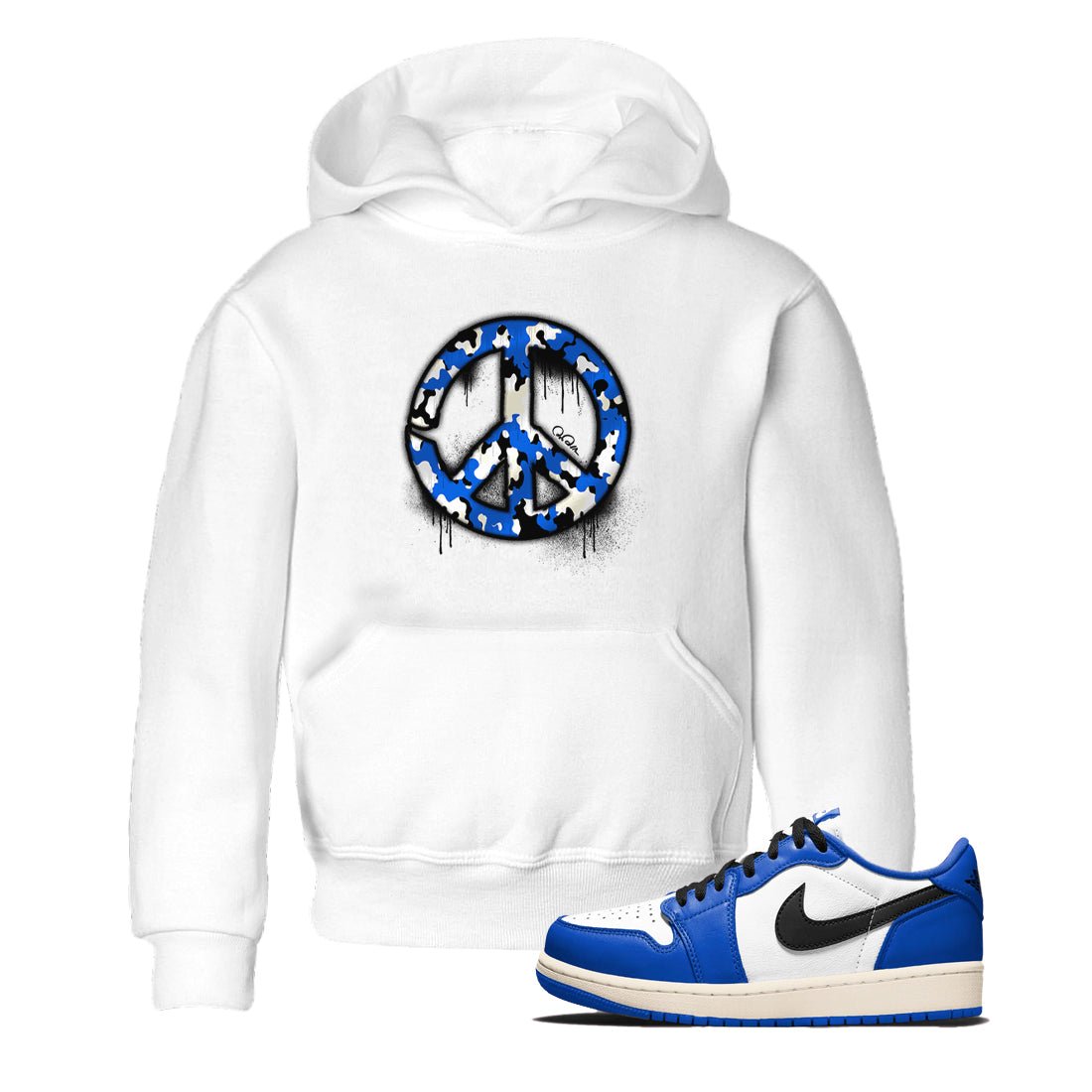 AJ1 Game Royal shirt to match jordans Peace Sign sneaker tees Air Jordan 1 Game Royal SNRT sneaker release tees baby toddler White 1 cotton Shirt
