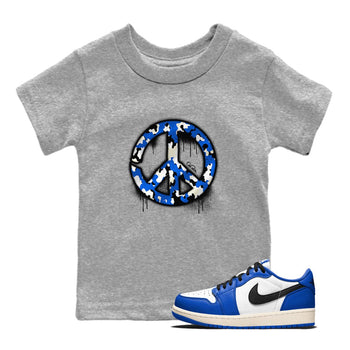 AJ1 Game Royal shirt to match jordans Peace Sign sneaker tees Air Jordan 1 Game Royal SNRT sneaker release tees baby toddler Heather Grey 1 cotton Shirt