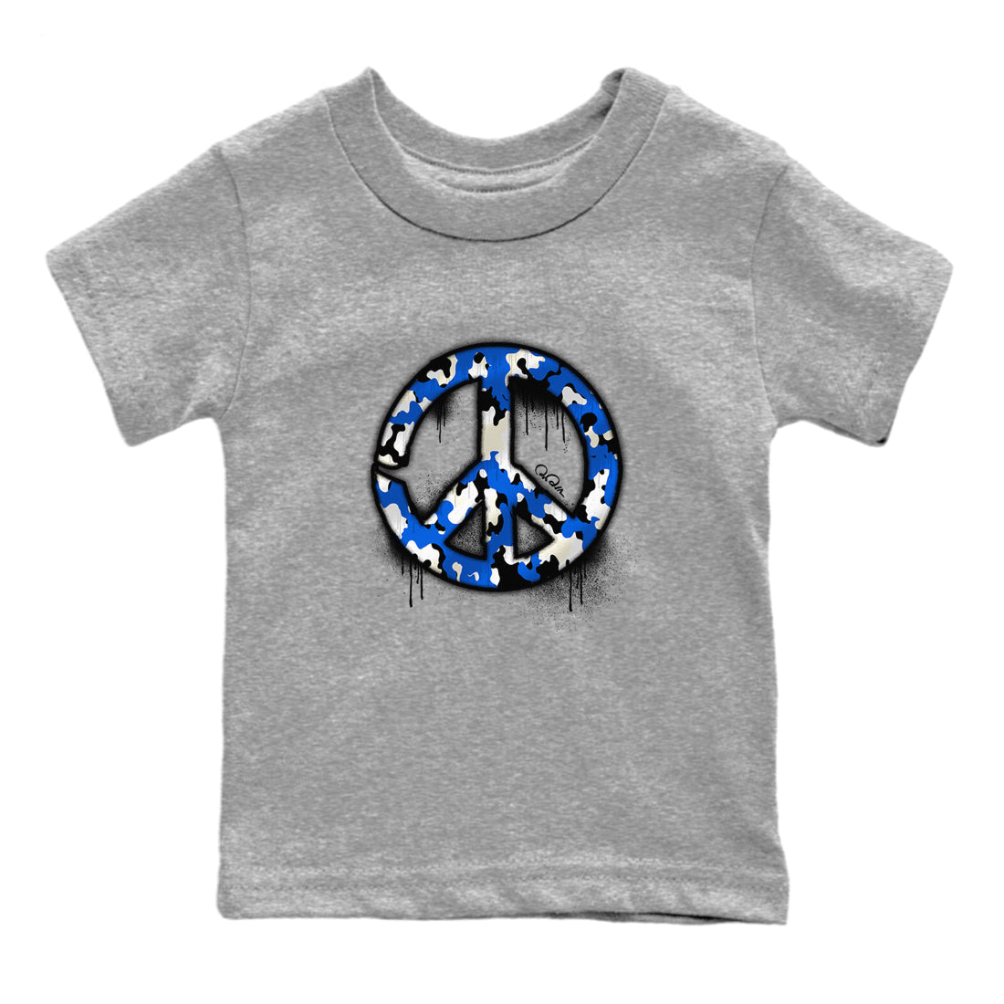 AJ1 Game Royal shirt to match jordans Peace Sign sneaker tees Air Jordan 1 Game Royal SNRT sneaker release tees baby toddler Heather Grey 2 cotton Shirt