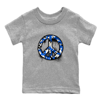 AJ1 Game Royal shirt to match jordans Peace Sign sneaker tees Air Jordan 1 Game Royal SNRT sneaker release tees baby toddler Heather Grey 2 cotton Shirt