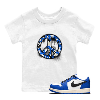 AJ1 Game Royal shirt to match jordans Peace Sign sneaker tees Air Jordan 1 Game Royal SNRT sneaker release tees baby toddler White 1 cotton Shirt