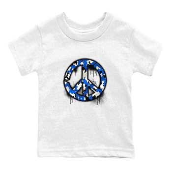AJ1 Game Royal shirt to match jordans Peace Sign sneaker tees Air Jordan 1 Game Royal SNRT sneaker release tees baby toddler White 2 cotton Shirt