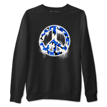 AJ1 Game Royal shirt to match jordans Peace Sign sneaker tees Air Jordan 1 Game Royal SNRT Sneaker Release Tees unisex cotton Black 2 crew neck shirt
