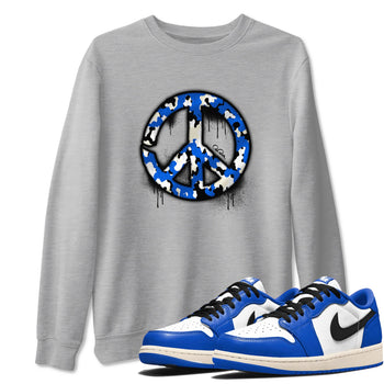 AJ1 Game Royal shirt to match jordans Peace Sign sneaker tees Air Jordan 1 Game Royal SNRT Sneaker Release Tees unisex cotton Heather Grey 1 crew neck shirt