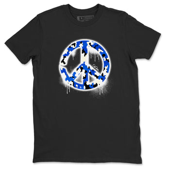 AJ1 Game Royal shirt to match jordans Peace Sign sneaker tees Air Jordan 1 Game Royal SNRT Sneaker Release Tees unisex cotton Black 2 crew neck shirt