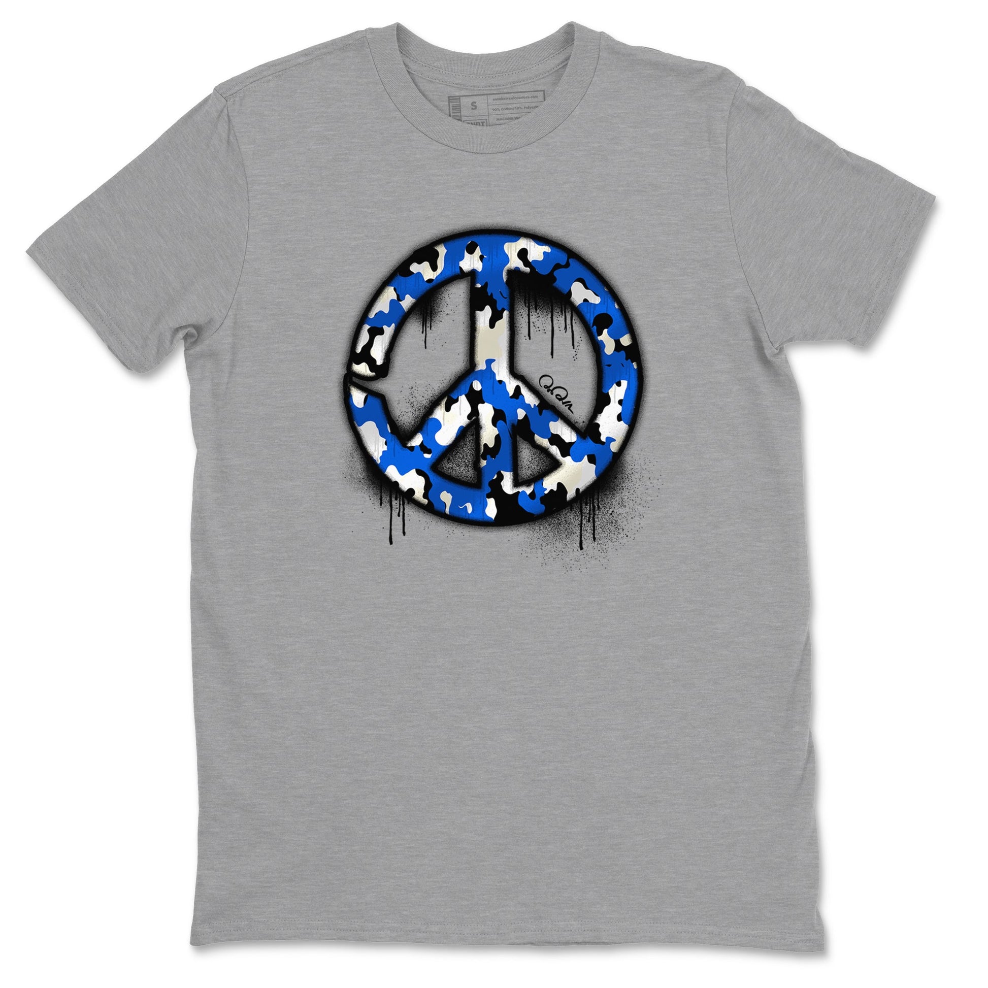 AJ1 Game Royal shirt to match jordans Peace Sign sneaker tees Air Jordan 1 Game Royal SNRT Sneaker Release Tees unisex cotton Heather Grey 2 crew neck shirt