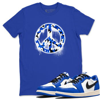 AJ1 Game Royal shirt to match jordans Peace Sign sneaker tees Air Jordan 1 Game Royal SNRT Sneaker Release Tees unisex cotton Royal Blue 1 crew neck shirt