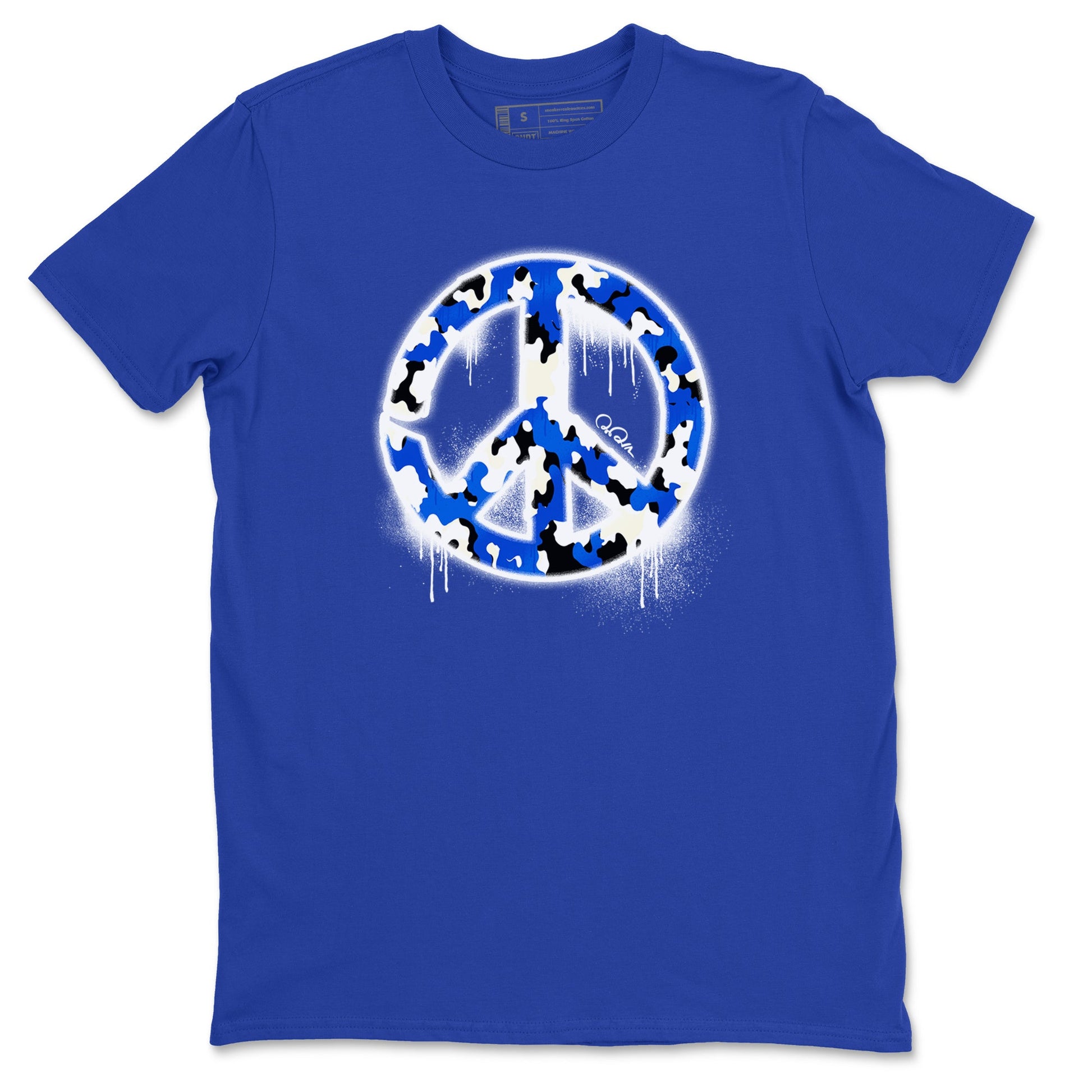 AJ1 Game Royal shirt to match jordans Peace Sign sneaker tees Air Jordan 1 Game Royal SNRT Sneaker Release Tees unisex cotton Royal Blue 2 crew neck shirt