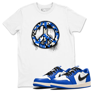 AJ1 Game Royal shirt to match jordans Peace Sign sneaker tees Air Jordan 1 Game Royal SNRT Sneaker Release Tees unisex cotton White 1 crew neck shirt