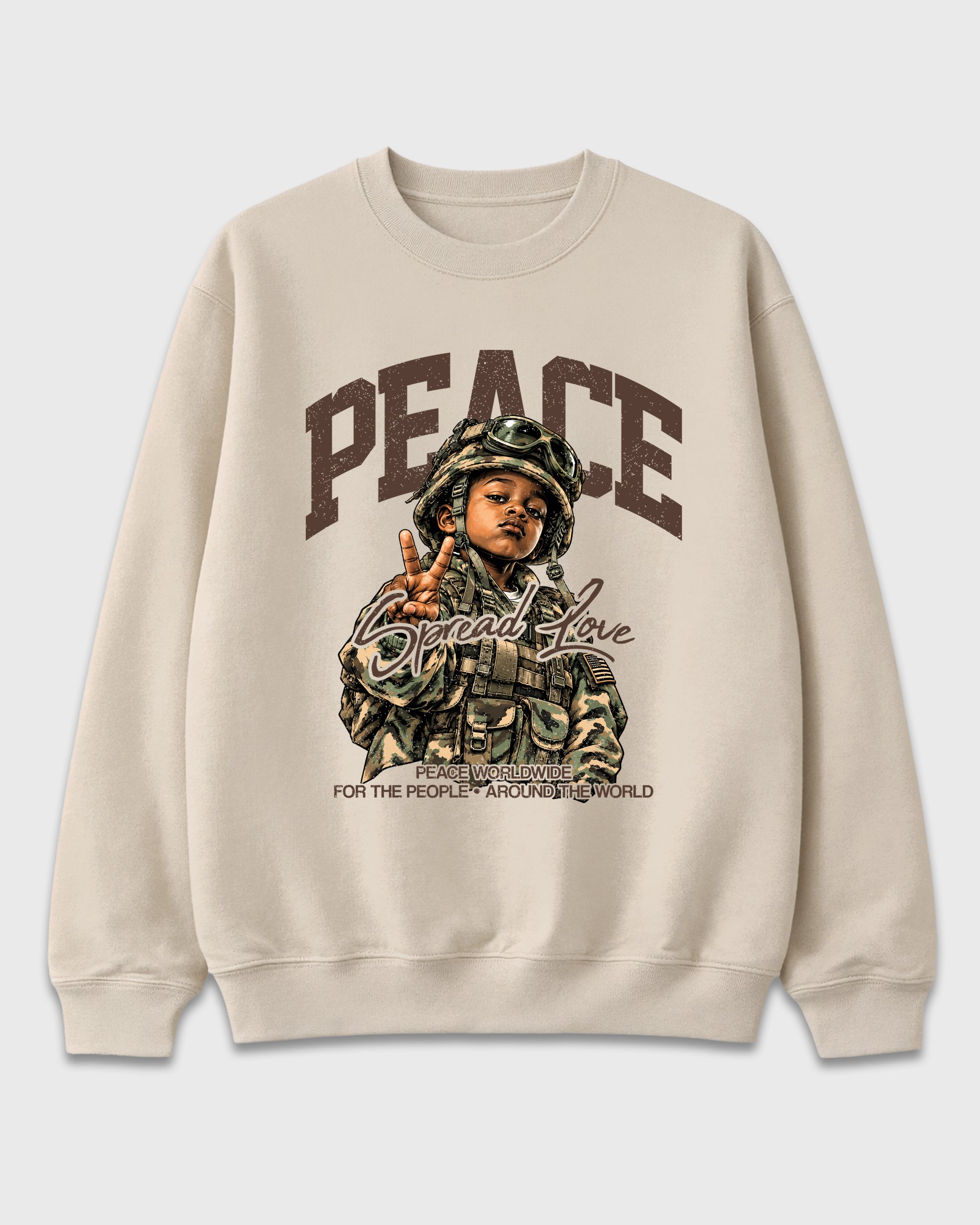 Peace Worldwide Graphic T-Shirt featuring original streetwear artwork designed to match the Air Jordan 12 Fireside. Natural 2 Graphic Tee.