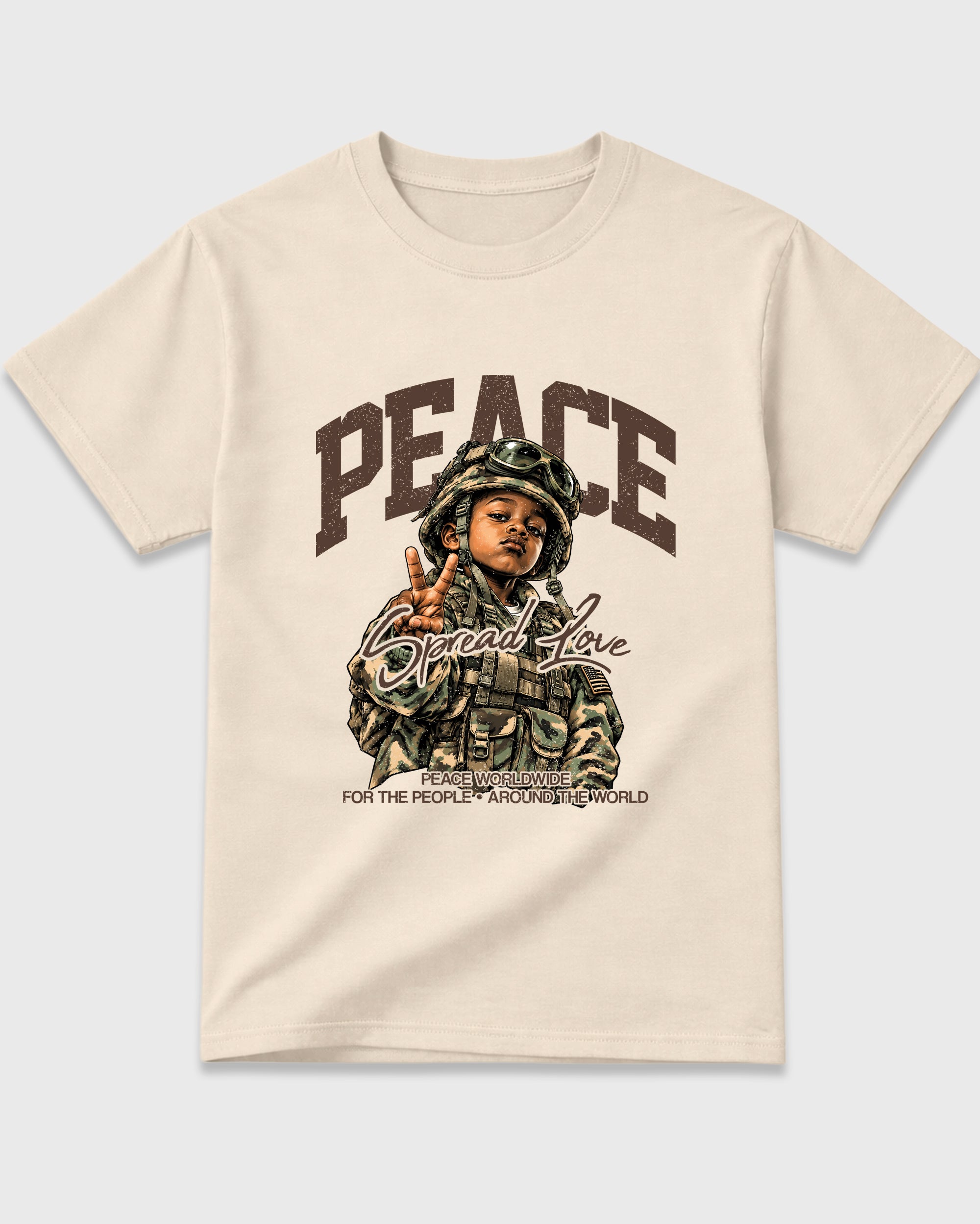 Peace Worldwide Graphic T-Shirt featuring original streetwear artwork designed to match the Air Jordan 12 Fireside. Natural 2 Graphic T-Shirt.