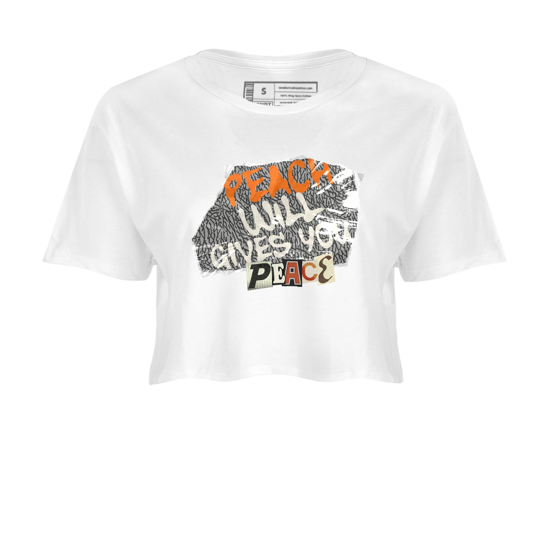 3s Georgia Peach shirt to match jordans Peach Will Gives You Peace sneaker tees Air Jordan 3 Georgia Peach SNRT Sneaker Release Tees White 2 crop length shirt