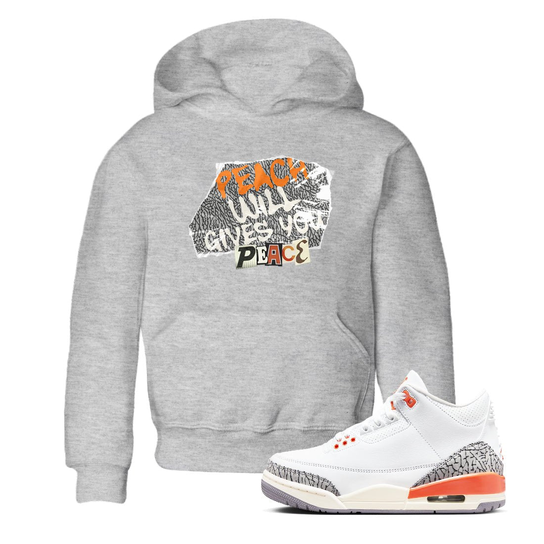 3s Georgia Peach shirt to match jordans Peach Will Gives You Peace sneaker tees Air Jordan 3 Georgia Peach SNRT sneaker release tees baby toddler Heather Grey 1 cotton Shirt