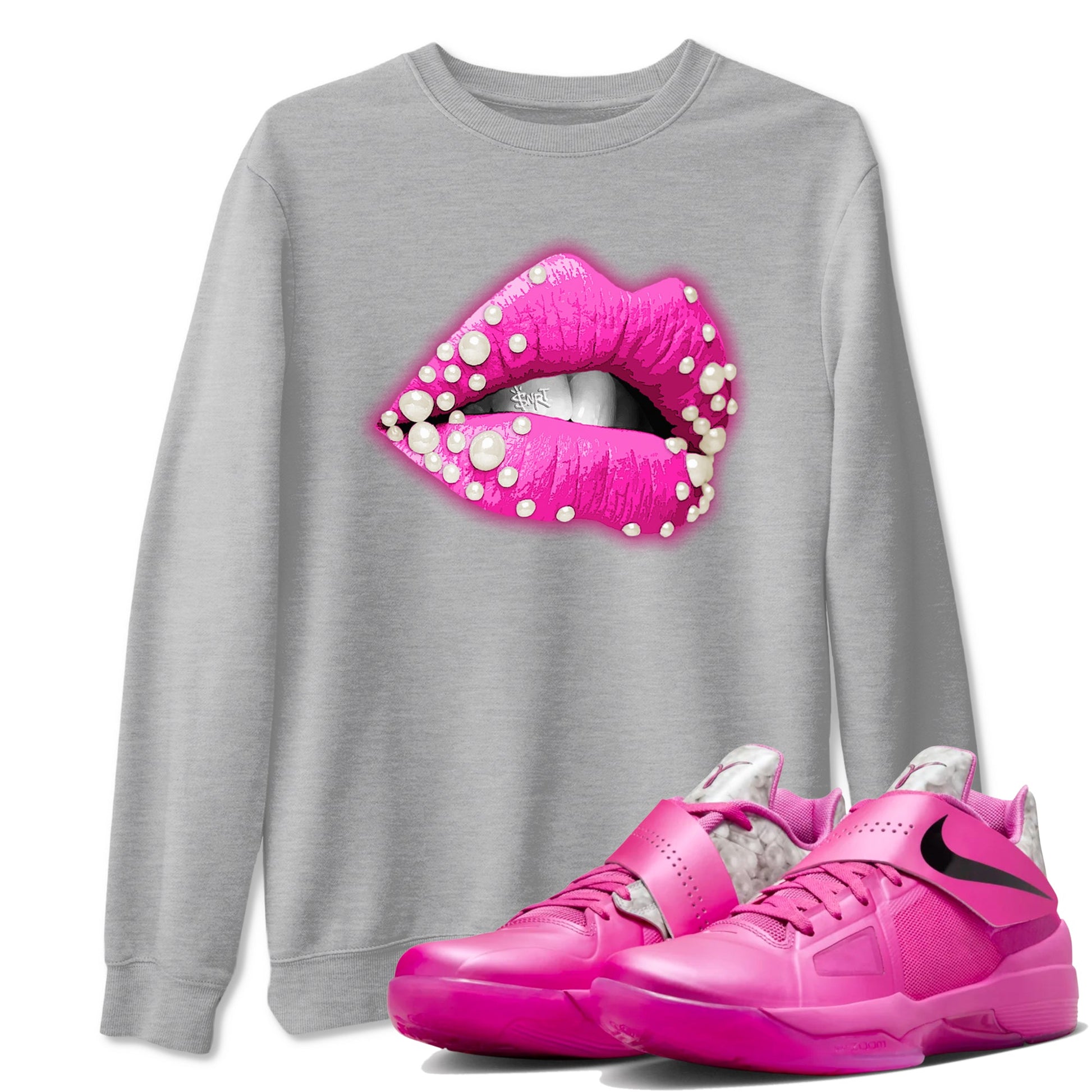 Nike KD 4 Retro Aunt Pearl shirts to match jordans Pearl Lips sneaker match tees Nike KD 4 Aunt Pearl match shoes to clothes SNRT Sneaker Tees unisex cotton Heather Grey 1 shirts